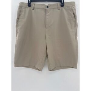Dunning Golf Mens Khaki Performance Shorts Size 36 Tan Stretch Flat Front 9.5 In